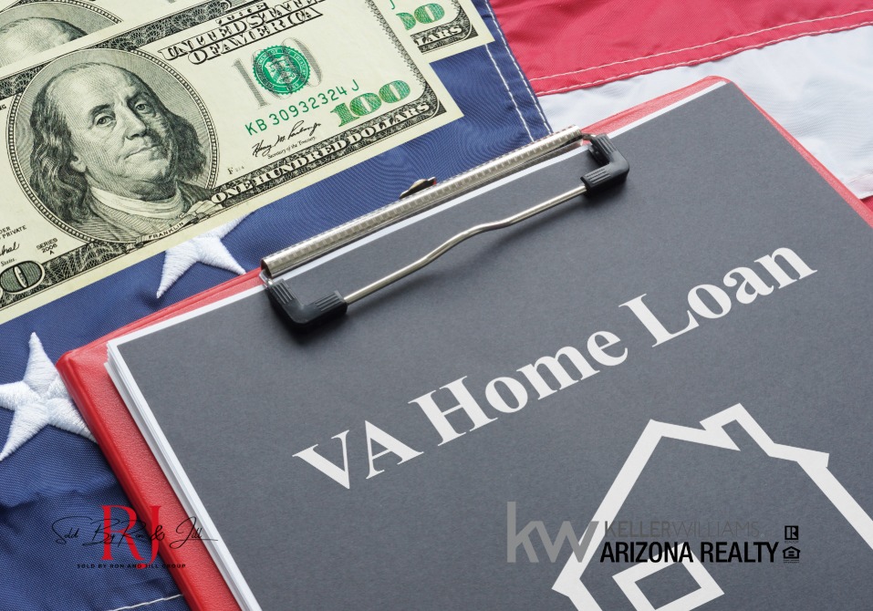 - Sold By Ron And Jill Group - Sold By Ron And Jill Group VA Home Loan folder with a house graphic, dollar bills, and an American flag in the background.